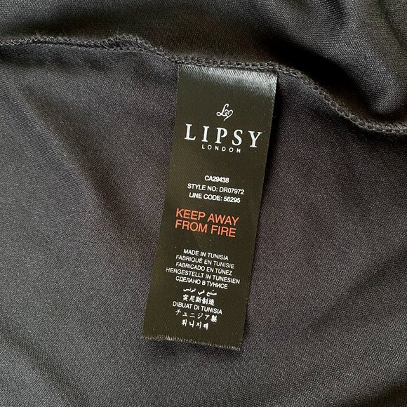 New Lipsy London Maxi Dress 6 (10 UK) Black Floral Chiffon Wrap High-Low Ruffle - Picture 10 of 16